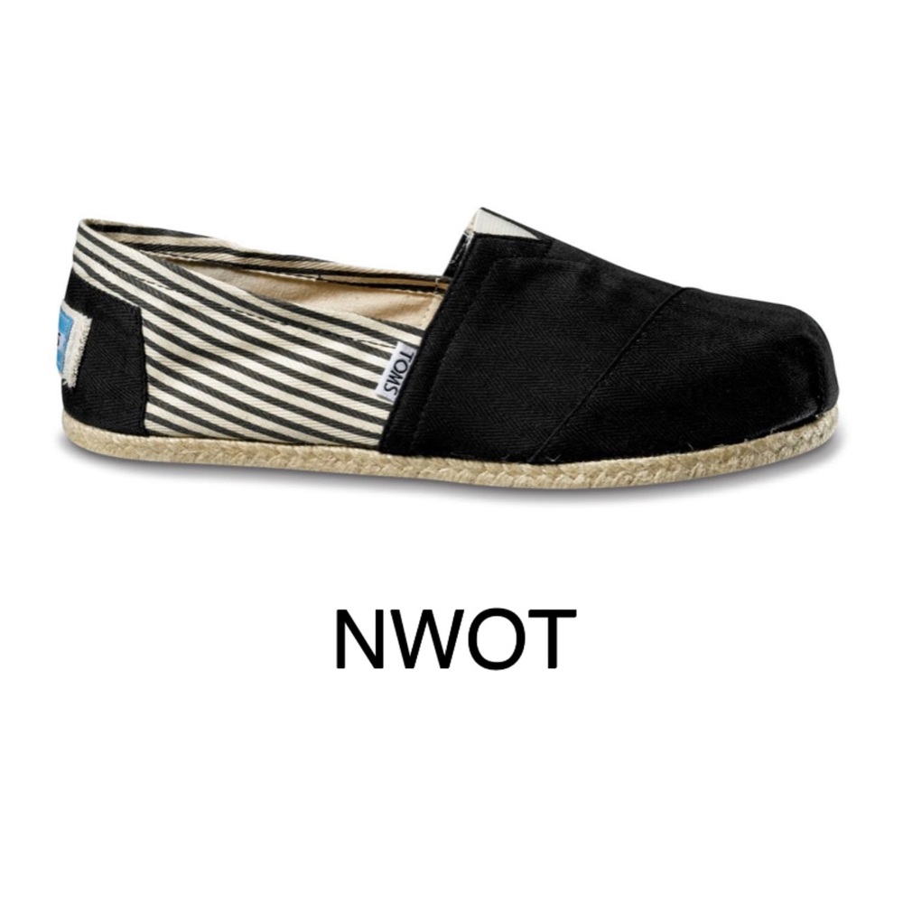 Toms University Black stripe, Rope Sole Men's NWOT - Picture 2 of 5